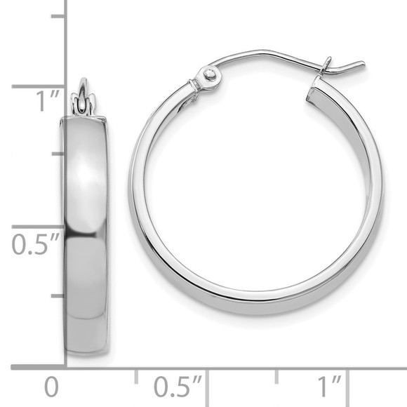 10k White Gold Polished Hoop Earring - Picture 2 of 4